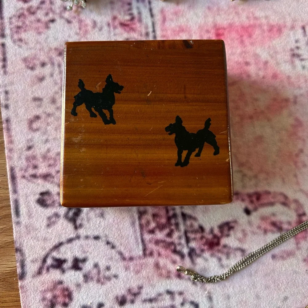 Vintage Wooden Box with Poodles
